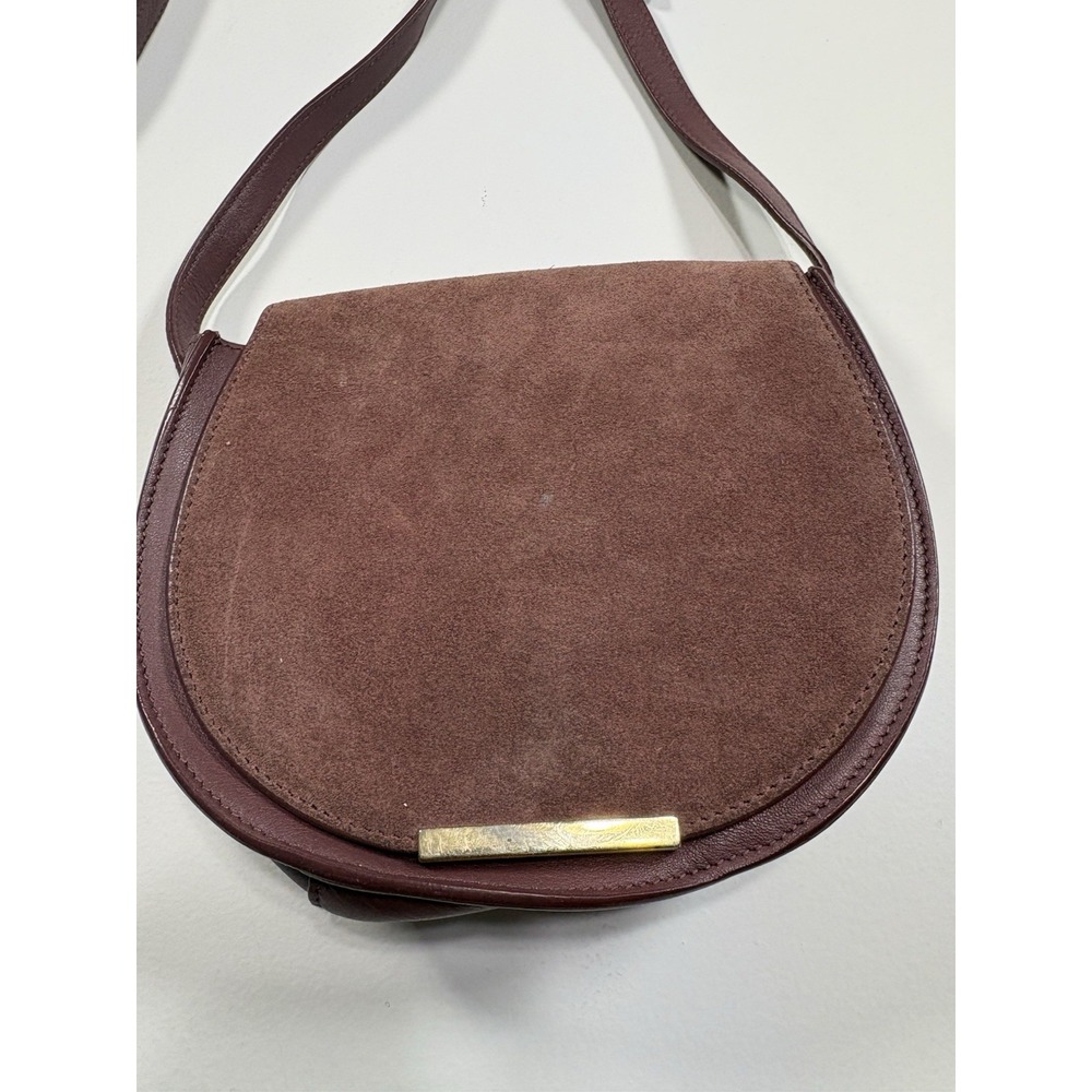 Cuyana Mauve Suede Leather Mini Saddle Crossbody Bag
